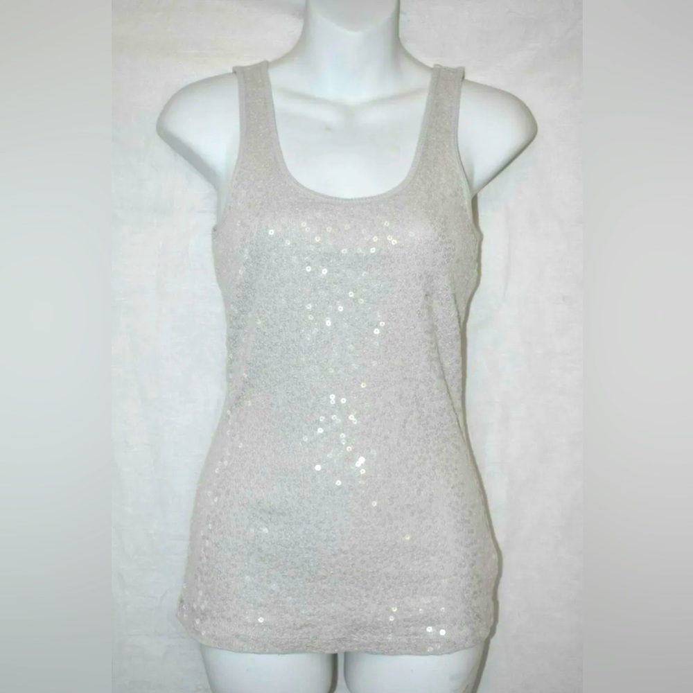 Shine bright!!Express Light Grey Sequin Tank Top